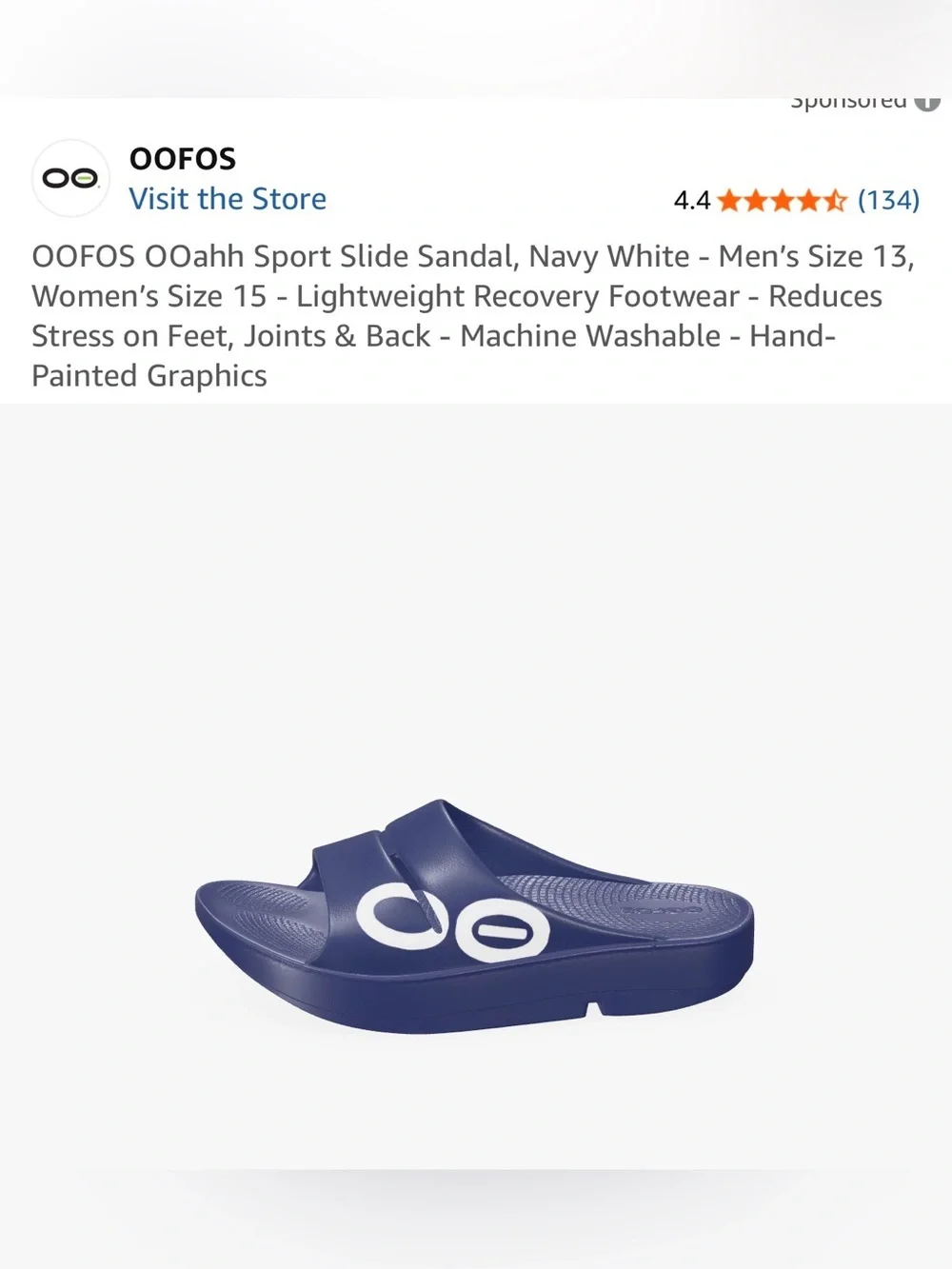 OOFOS Navy Slide with White Logo Men's size7 (Women’s size 9 )EU 40-☀️NWT☀️